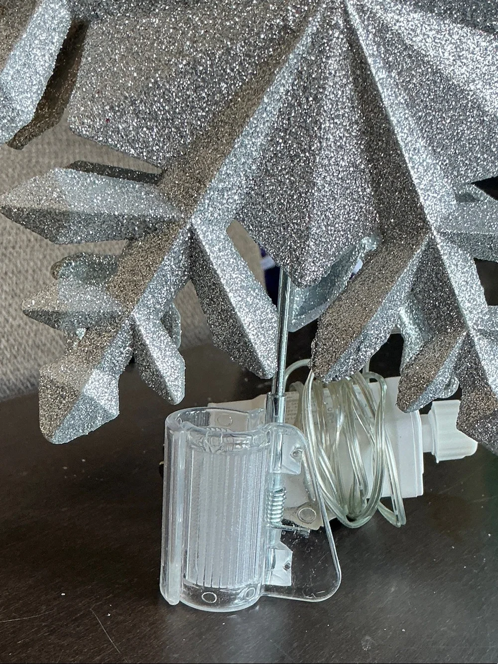 Silver Glitter Snowflake Holiday Light Decoration Tree Topper